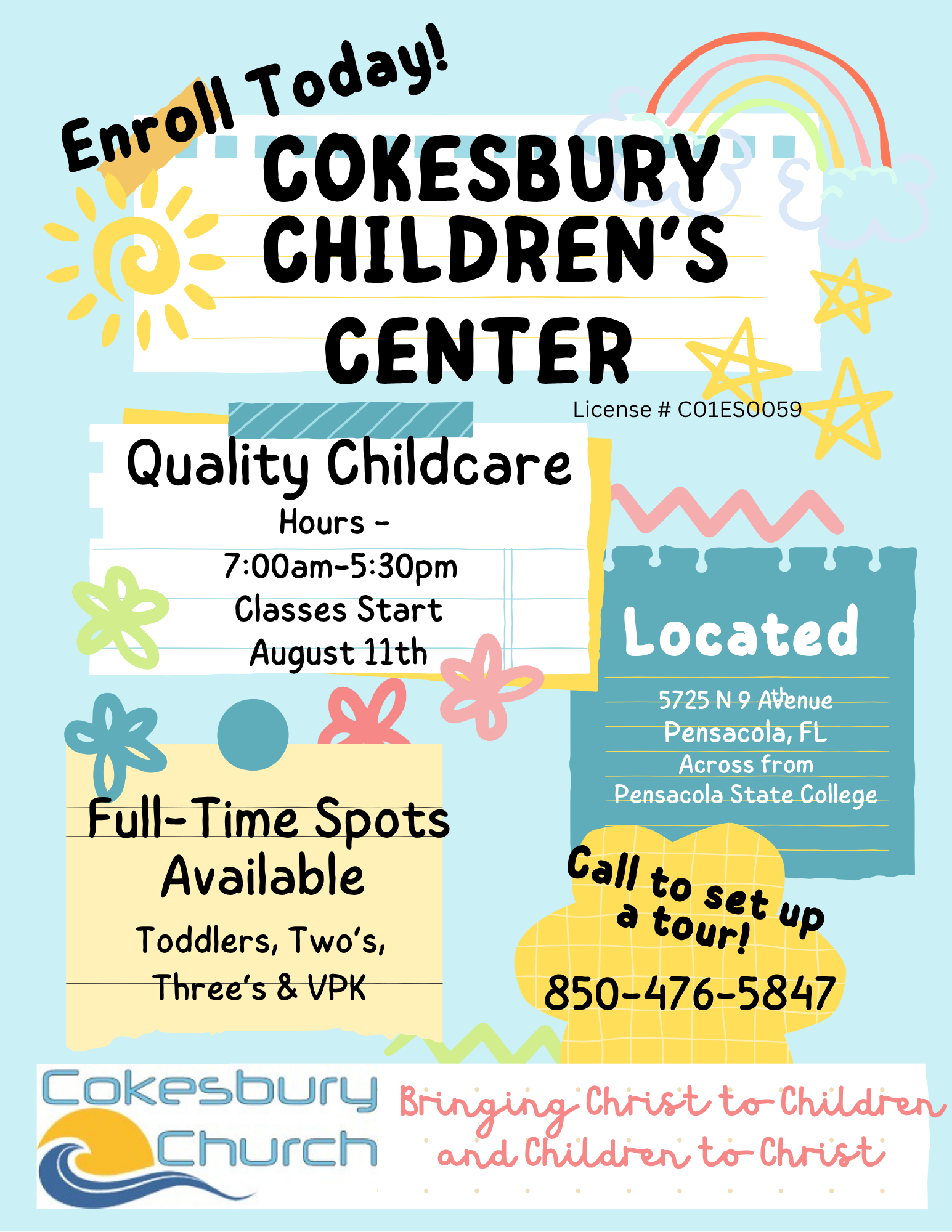 CCC Flyer.pdf Cokesbury Children's Center has openings for Toddlers, Two's, Three's and VPK