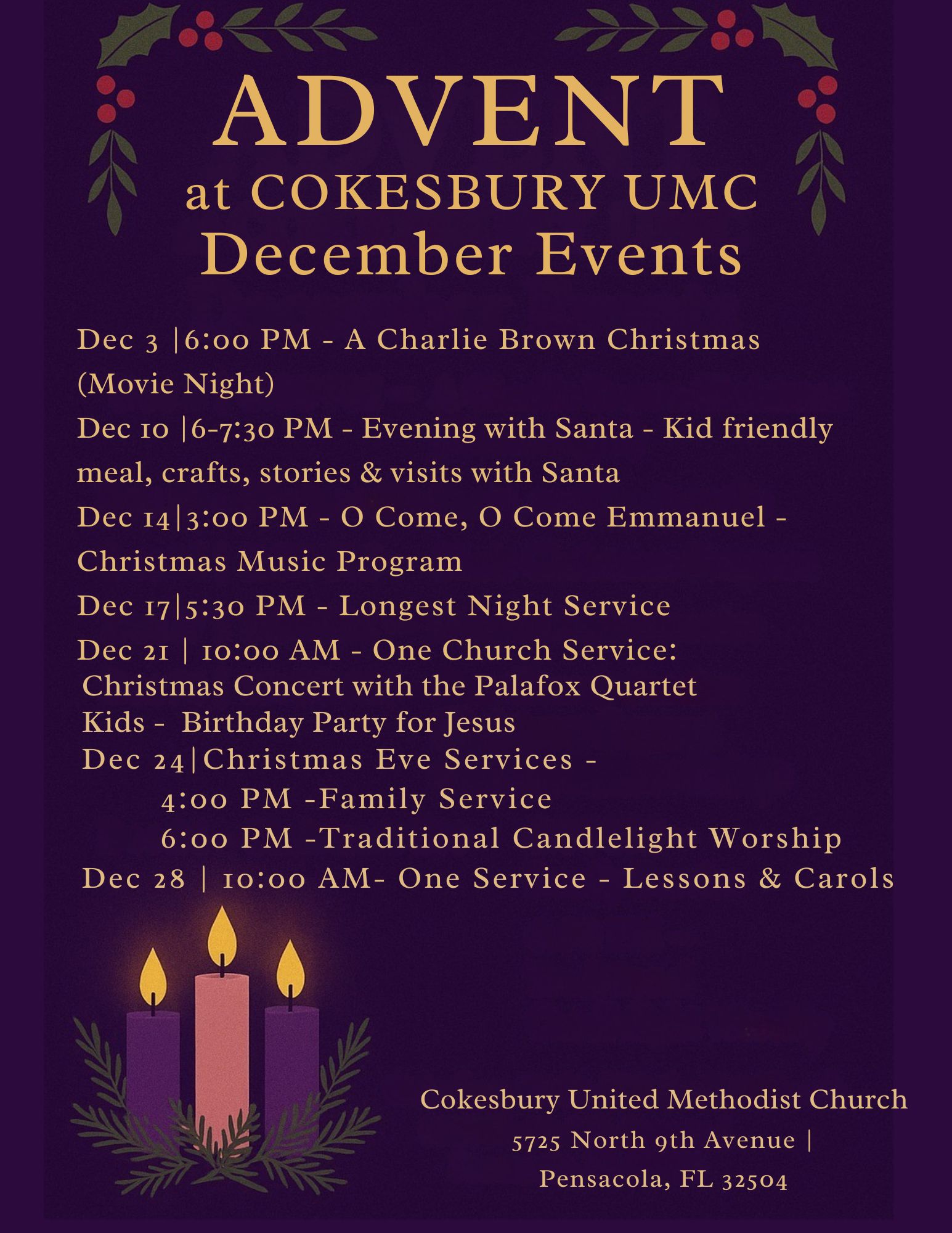 Advent Activities Schedule