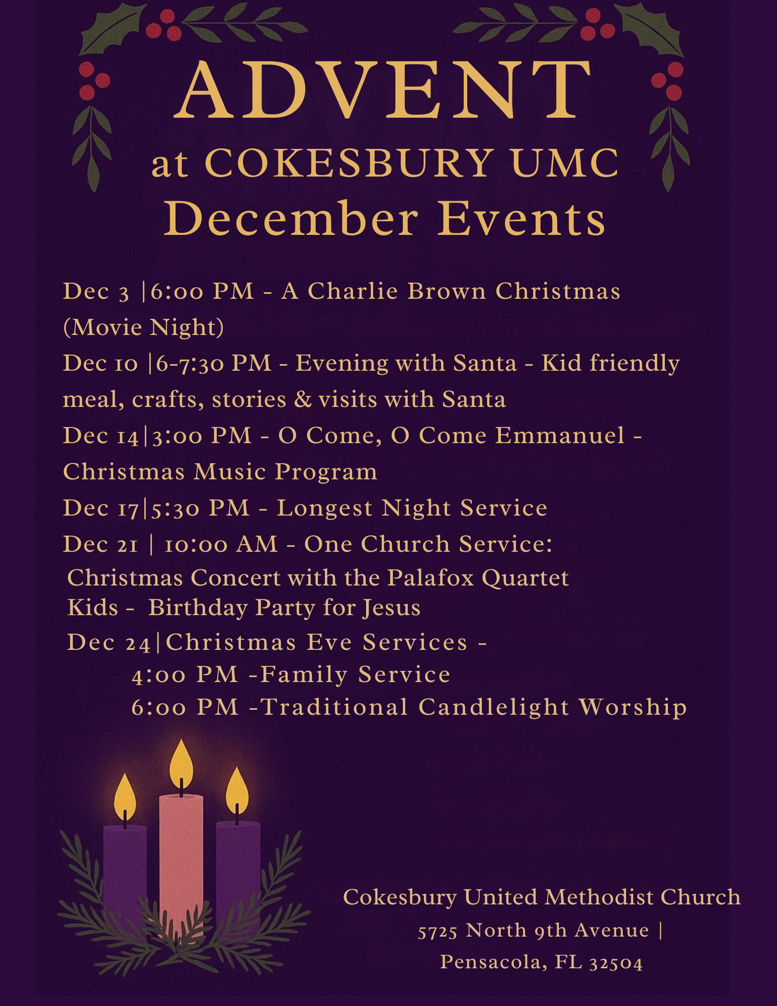 Advent Activities Schedule