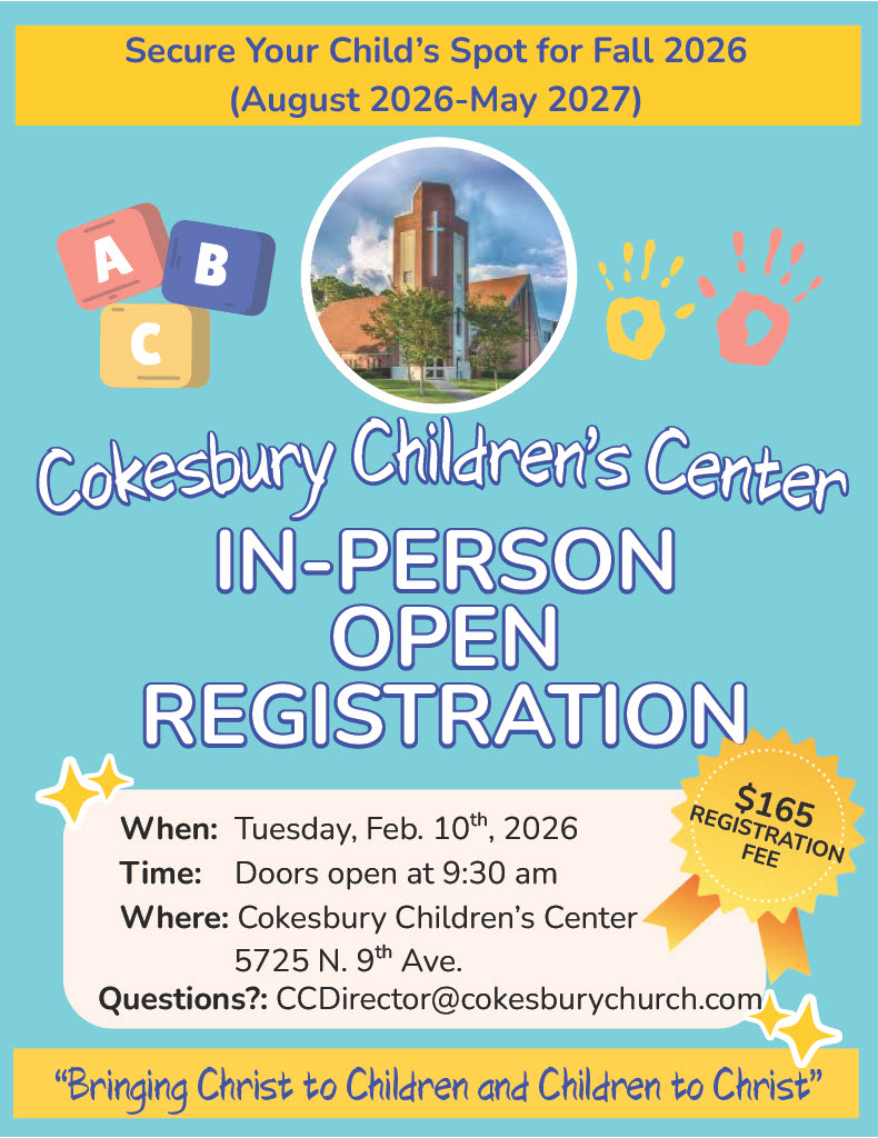 Cokesbury Children's Center In Person Open Regjistration February 10 at 9:30 am